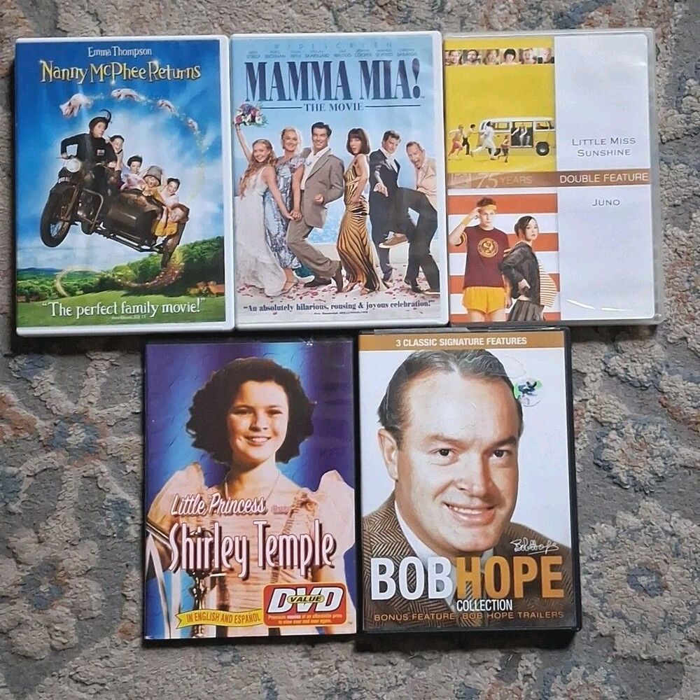 Bob Hope Shirley Temple Little Miss Sunshine Juno Nanny McPhee Mamma Mia DVD Lot